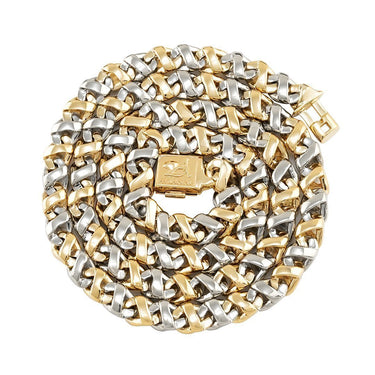 Two Tone Avianne Link Chain in 14k Yellow and White Gold 7 mm